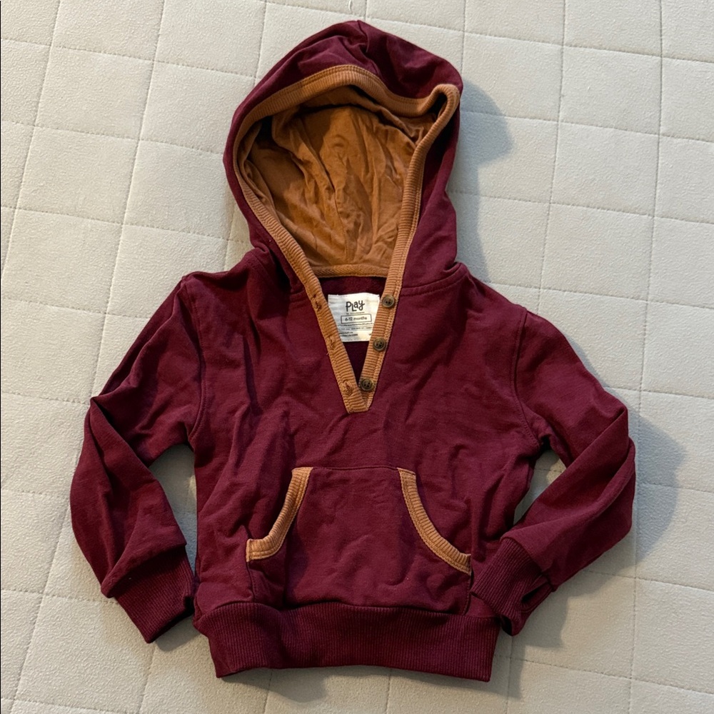 Little Sleepies Kids Hoodie - Maroon and Tan